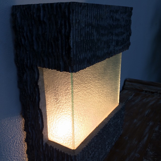 天然石 ランプシェード デザインガラス A グレー 灯篭 石のランプ