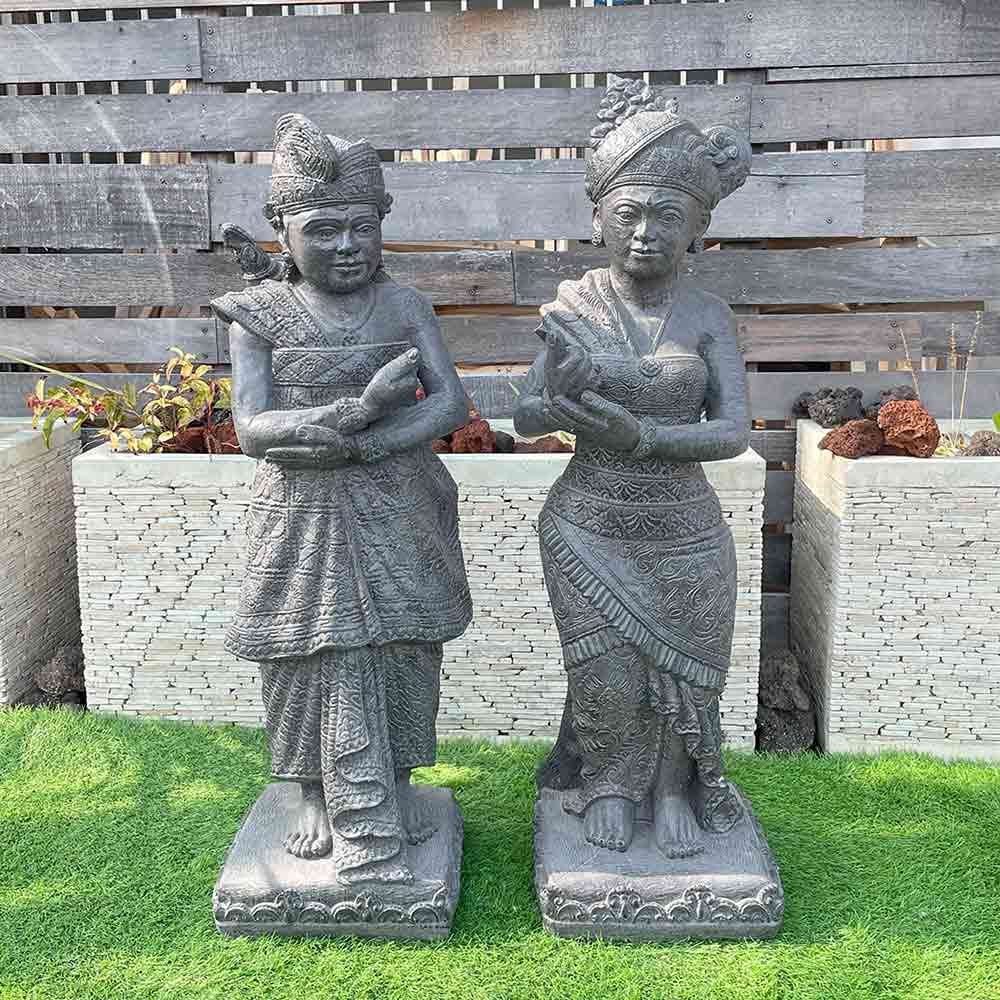 バリ島 カップルの木彫オブジェ 楽天市場】【ポイントUP アジアン バリ】 バリ島石像 カップル像