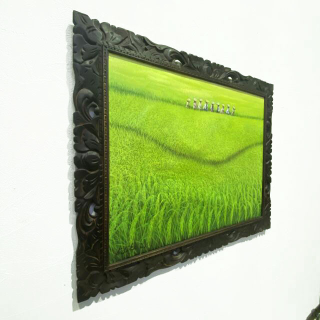 バリ絵画 風景画 稲刈り A-3 W108cm×H88cm バリアート バリ島