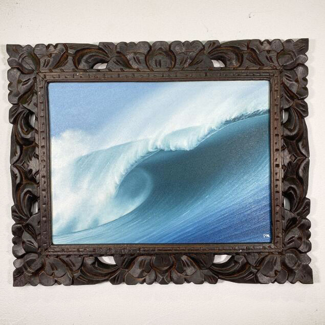 バリ絵画 波の絵 Dian作 53×43cm 額付き 海の絵 波 アートバリ島
