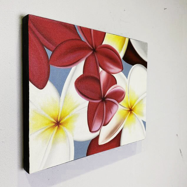 バリ絵画 プルメリアの花の絵画 大きな木製フレーム付き 103×83 バリ絵画 プルメリアの花の絵画 大きな木製フレーム付き 103×83