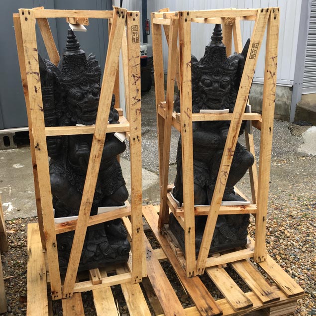 石像 ラクササ像 左右1セット 黒 H110cm セメント ハヌマン バリ島