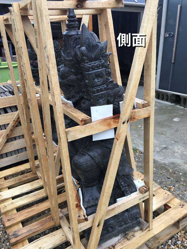 石像 ラクササ像 左右1セット 黒 H110cm セメント ハヌマン バリ島