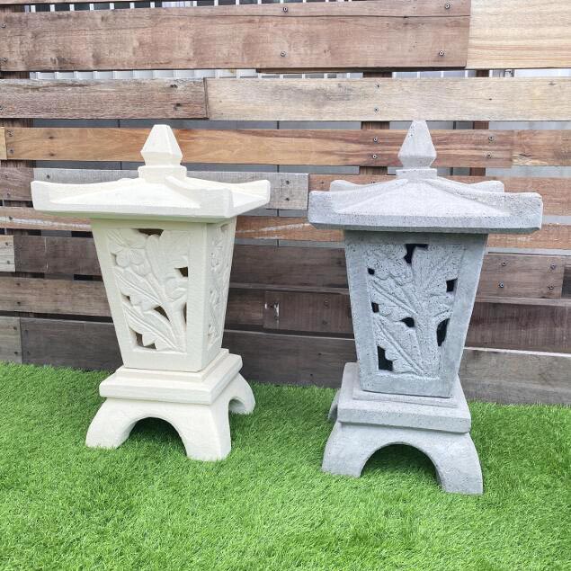 燈篭 ハイビスカス セメント製 2色 H59.5cm 灯籠 庭 おしゃれ ガーデン