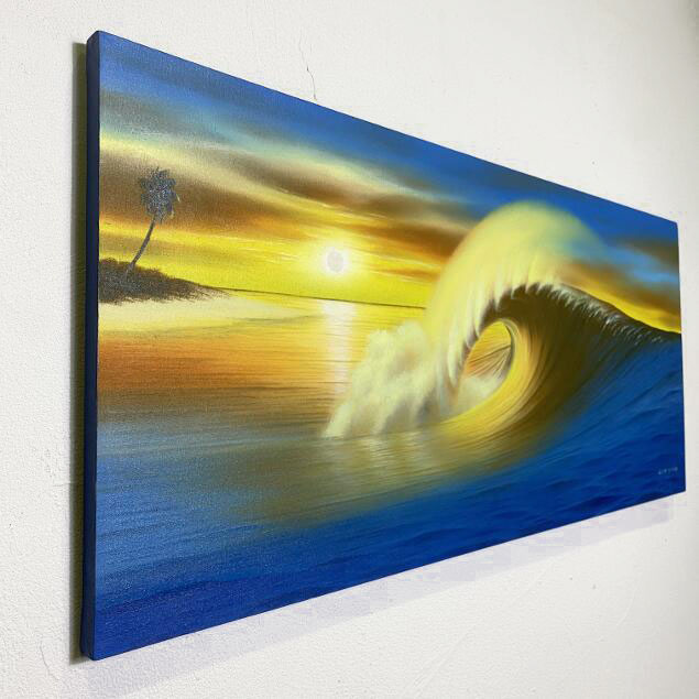 波の絵 windy作 W90×H40 海の絵 波 アート 有名画家 バリ絵画 バリ島