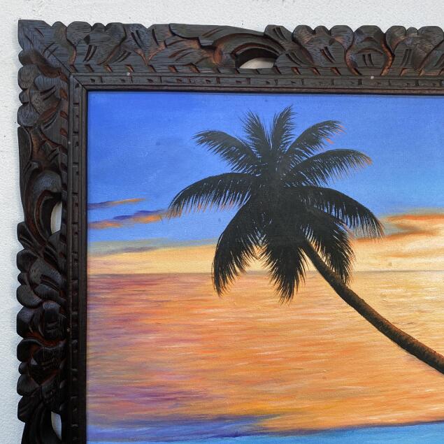 海の絵 海とヤシ サンセット W73×H63cm 海の絵画 波 アート 大きい