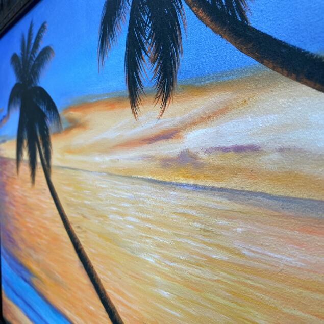 海の絵 海とヤシ サンセット W73×H63cm 海の絵画 波 アート 大きい