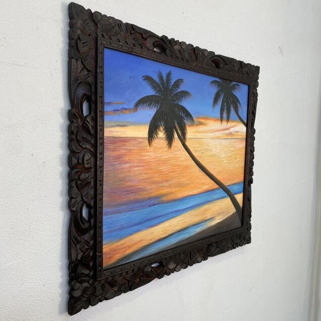 海の絵 海とヤシ サンセット W73×H63cm 海の絵画 波 アート 大きい