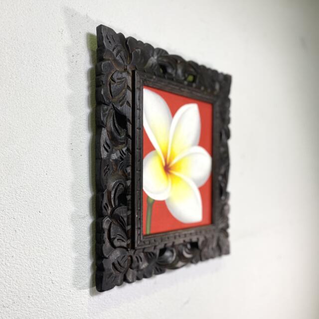 バリ島の絵画 プルメリア 花の絵 C W33cm×H39cm 壁掛け インテリア