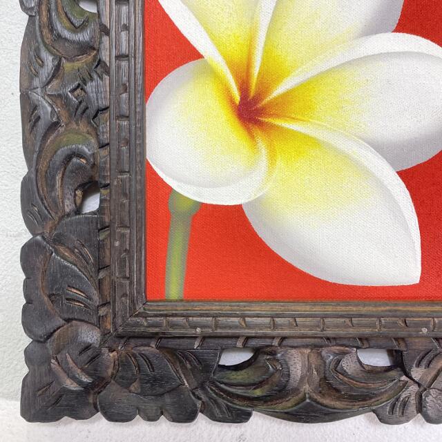 バリ島の絵画 プルメリア 花の絵 C W33cm×H39cm 壁掛け