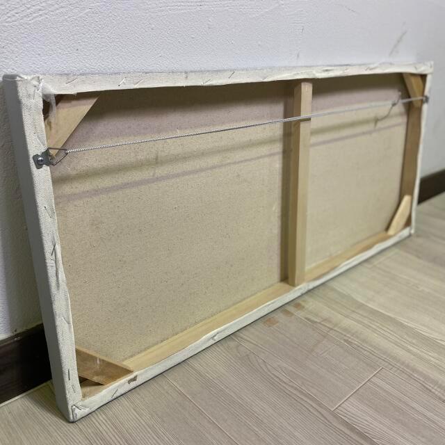 バリ島の絵画 プルメリア 青 ストーン フレームなし W90×H40cm 花の絵