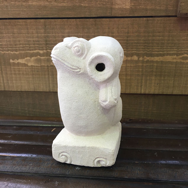 ミニ ツボ持ち カエル 置き物 H12cm オブジェ 石像 蛙 かえる バリ