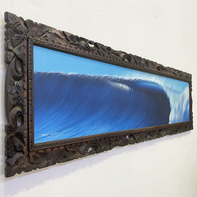 最も  海の絵 波の絵 大きい 波 額付き 有名画家 W143×H43 windy 絵画
