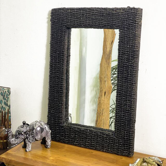 独特な エスニック 昭和レトロ 樹脂製 ウォールミラー 壁掛け鏡 レトロ