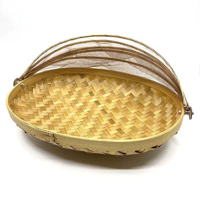 アジアン フードストッカー 竹製 かや付き 楕円 L ナチュラル W42