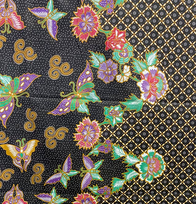 バティック マルチカバー 蝶 花 115×175 茶系 布 テーブルクロス