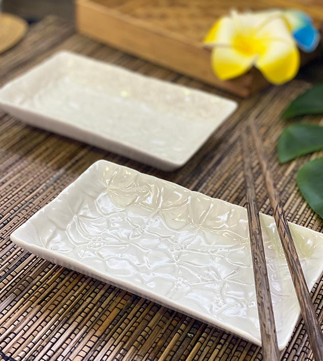 角皿 平皿 セット ハイビスカス 2個1セット 3色 ジェンガラケラミック