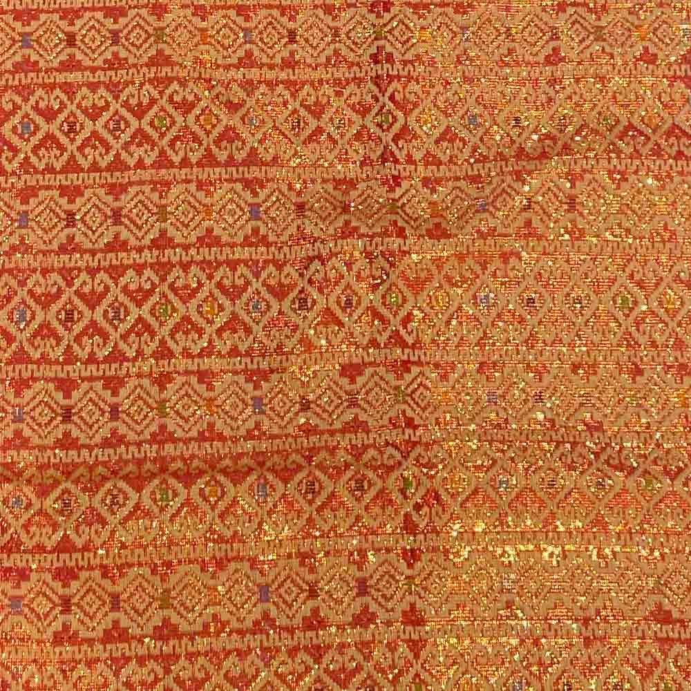 イカット テーブルランナー 金糸 ピンク系 B 200×50cm 布 アジアン