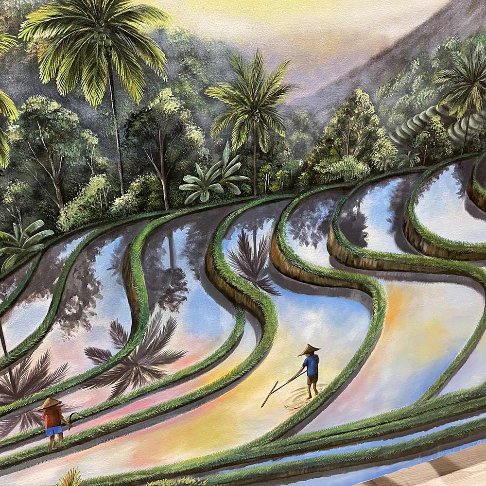 バリ絵画:title 風景画(parahyangan village) バリ絵画の商品ページ