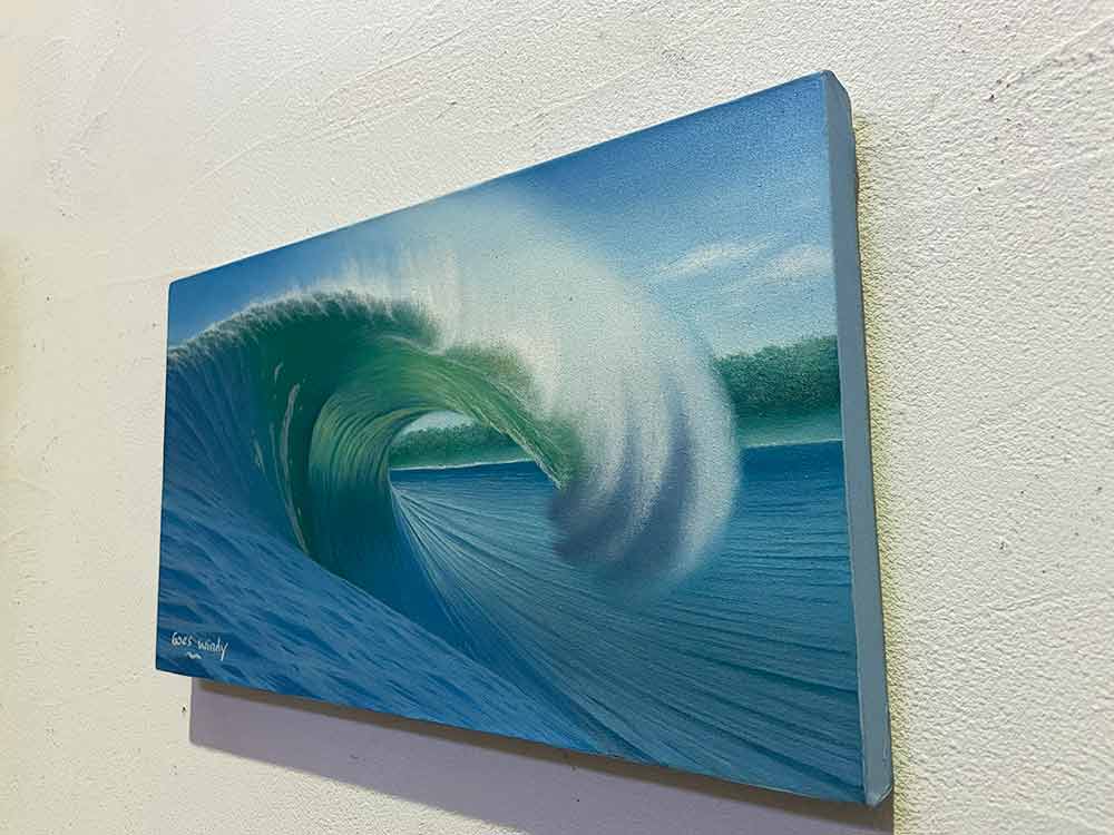 絵画 波の絵 Goes Windy 45×25cm 青い 海 アートパネル 大波 海の絵