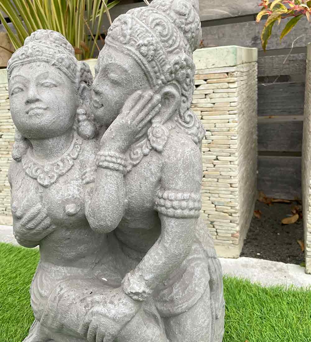 石像 ラーマ シータ ラマシタ ペア石像 グレー H55cm セメント製 庭