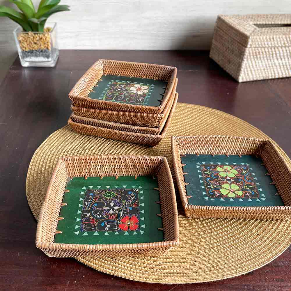 アタ バスケット トレイ 6タイプ 正方形 15×15cm 籠 かご カゴ 小物