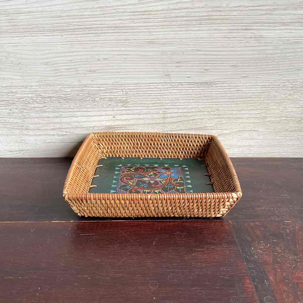 天然素材 アタ 正方形バスケット アタバスケット アタ バスケット トレイ 6タイプ 正方形 15×15cm 籠 かご カゴ 小物