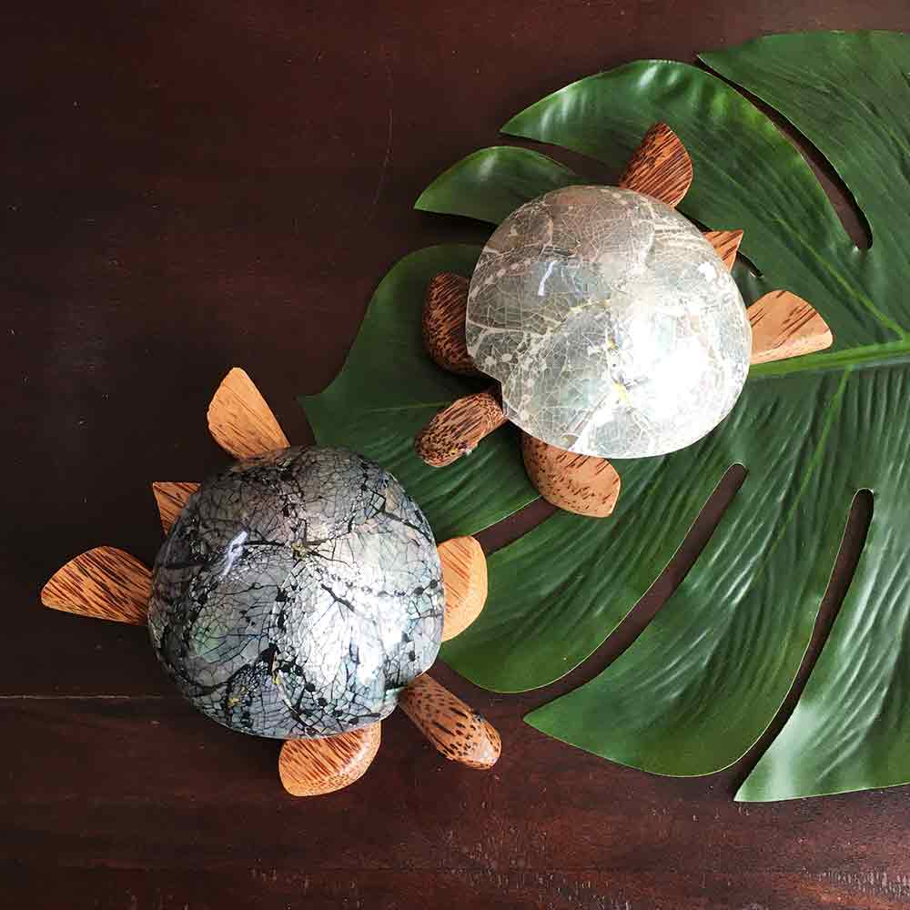 灰皿 卓上 カメ 亀 かめ シェル 木製 3色 アッシュトレイ 喫煙具