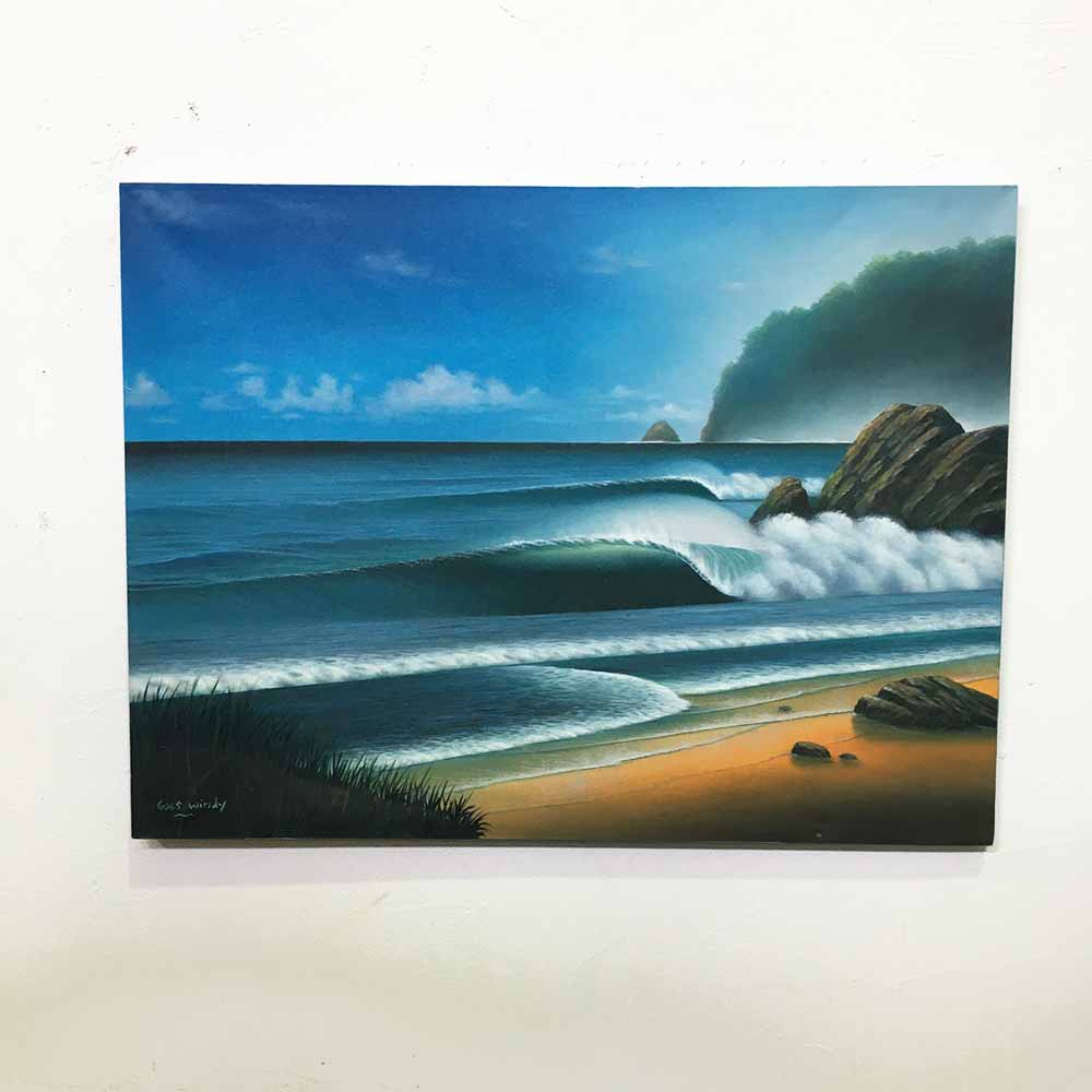 波の絵 ビーチ 海岸 Goes Windy W80×H60cm バリ 絵画 アート