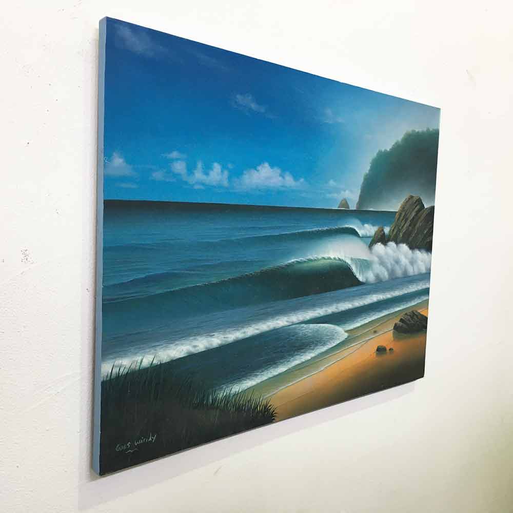 ハワイ バリ風 絵画 油絵 楽天市場】バリ 絵画 波の絵 ビーチ Goes Windy 40×30cm 青い 海