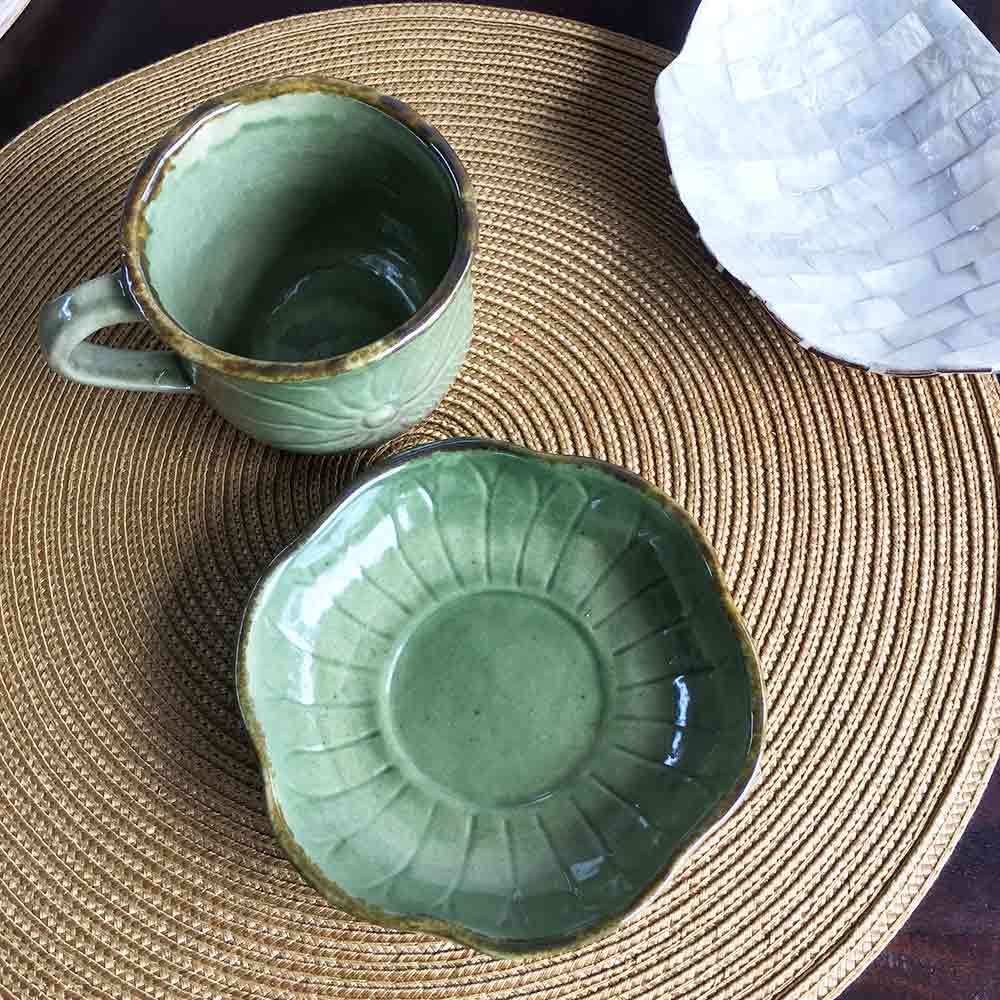 タバナン コーヒーカップ&ソーサー セット ハス 蓮 陶器 ティーカップ