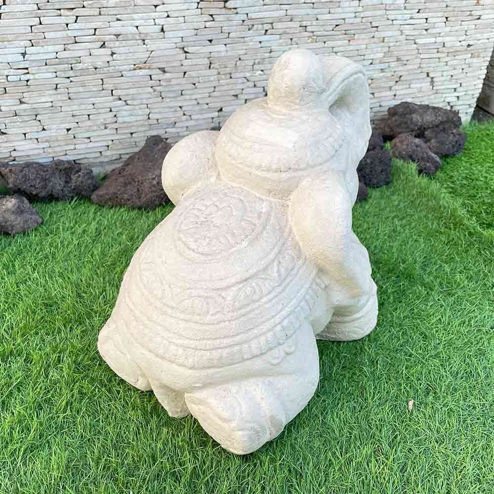 石像 象 ゾウ ガーデンオブジェ H30cm お座りタイプ 置物 2色 ホワイト