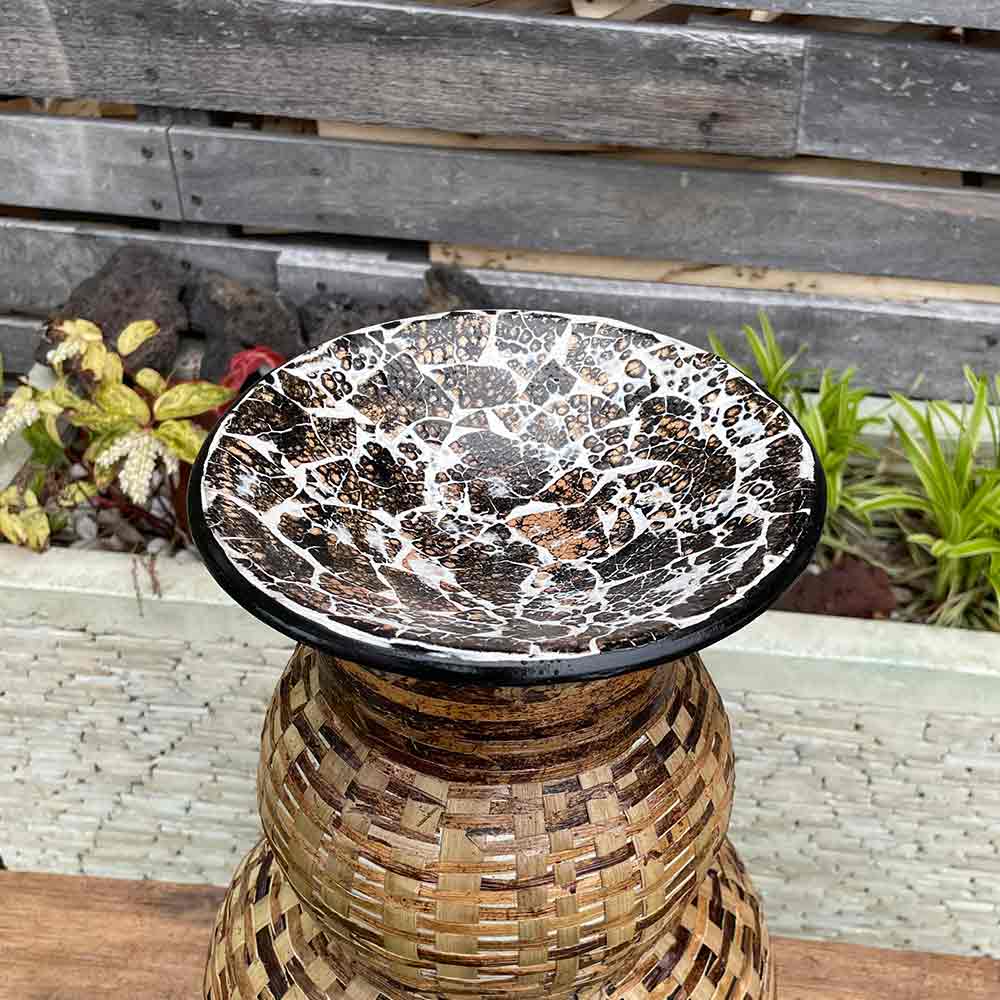 アジアン 壺 ツボ フラワーポット 花瓶 トレイ付き H40cm 2タイプ