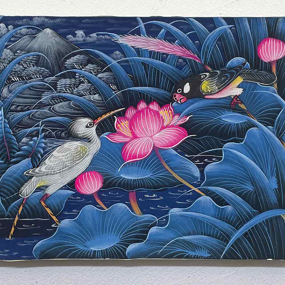 バリ絵画 鳥の絵 2羽 小鳥 白サギ W40×H30cm ブンゴセカン 癒し 花鳥風月 南国 絵画 アートパネル 緑 バリ島 バリ雑貨 ギフト :  2118 : アジアン雑貨 バリ石像のクプクプ - 通販 - Yahoo!ショッピング