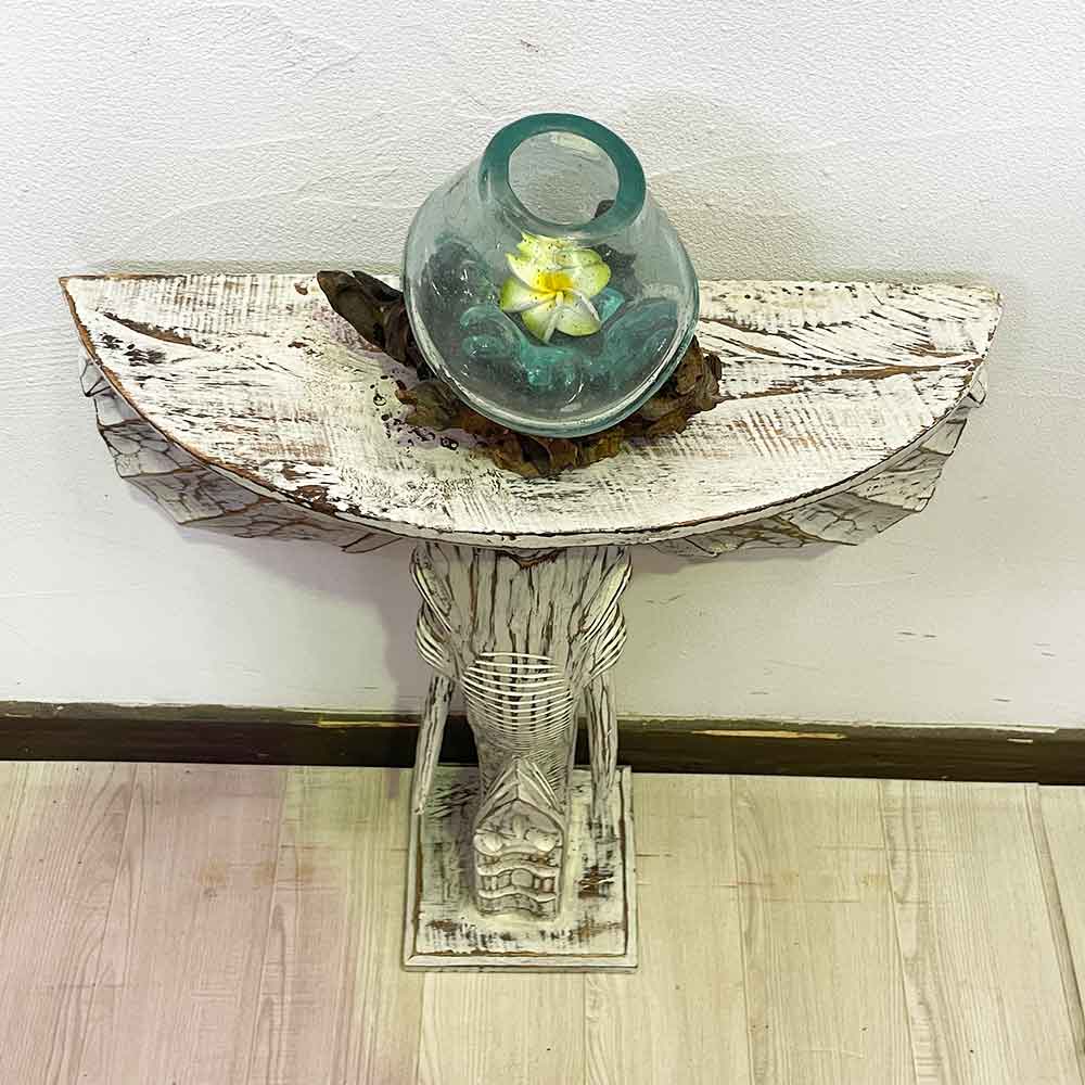 コンソールテーブル 木製 象 ゾウ サイドテーブル 2色 置き台 H60cm