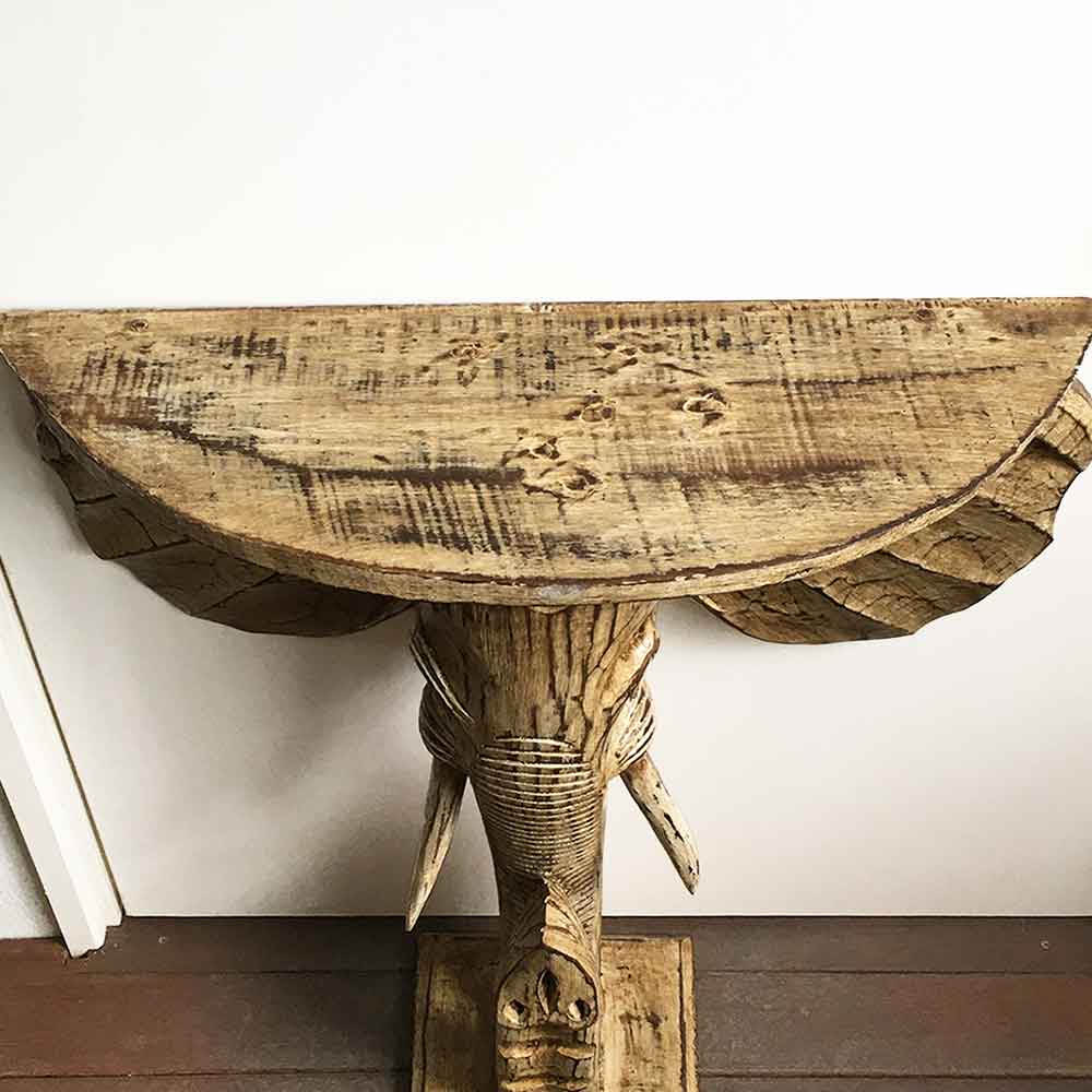 コンソールテーブル 木製 象 ゾウ サイドテーブル 2色 置き台 H60cm