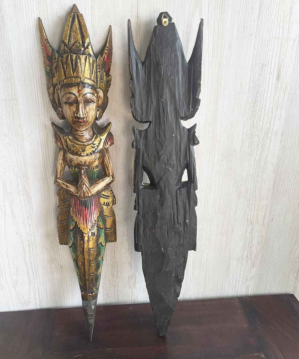 木彫り 壁掛け ラマシタ H60cm ペアセット カップル ペア インドネシア
