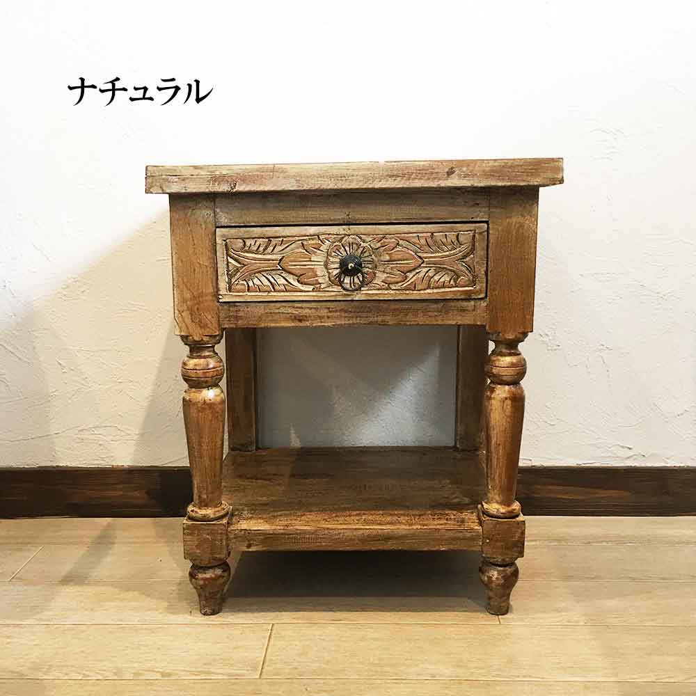 サイドテーブル 木製 置き台 花瓶台 置台 H60cm ブラウン ホワイト