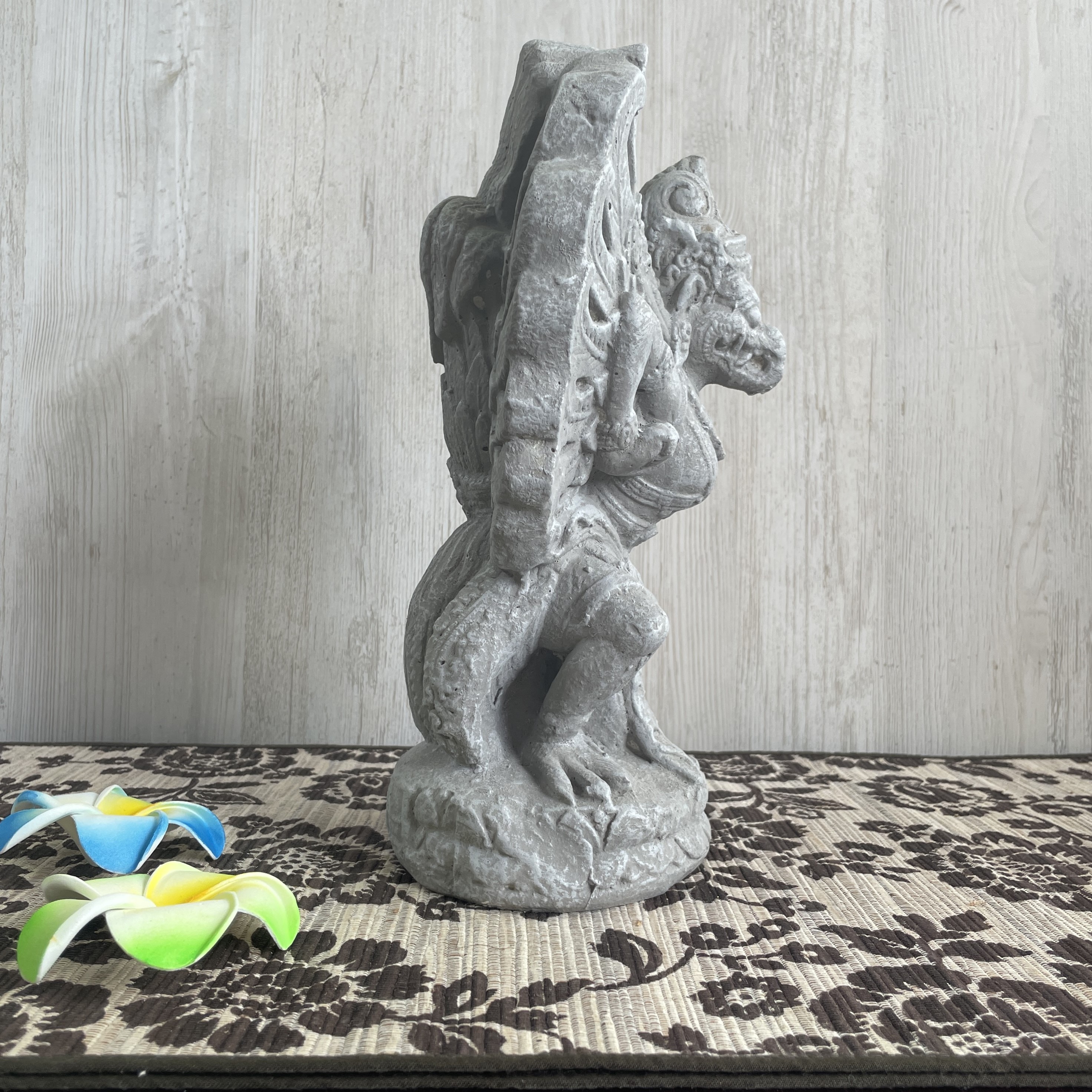 石像 ガルーダ像 神鳥 オブジェ H30m グレー 置物 ガーデン