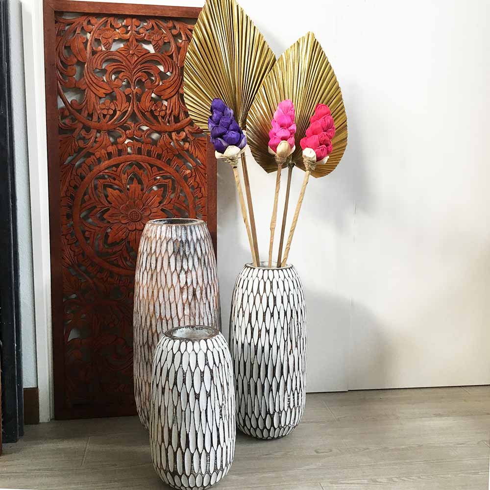 木製 フラワーベース フラワーポット 花瓶 Lサイズ 造花 オブジェ 置物