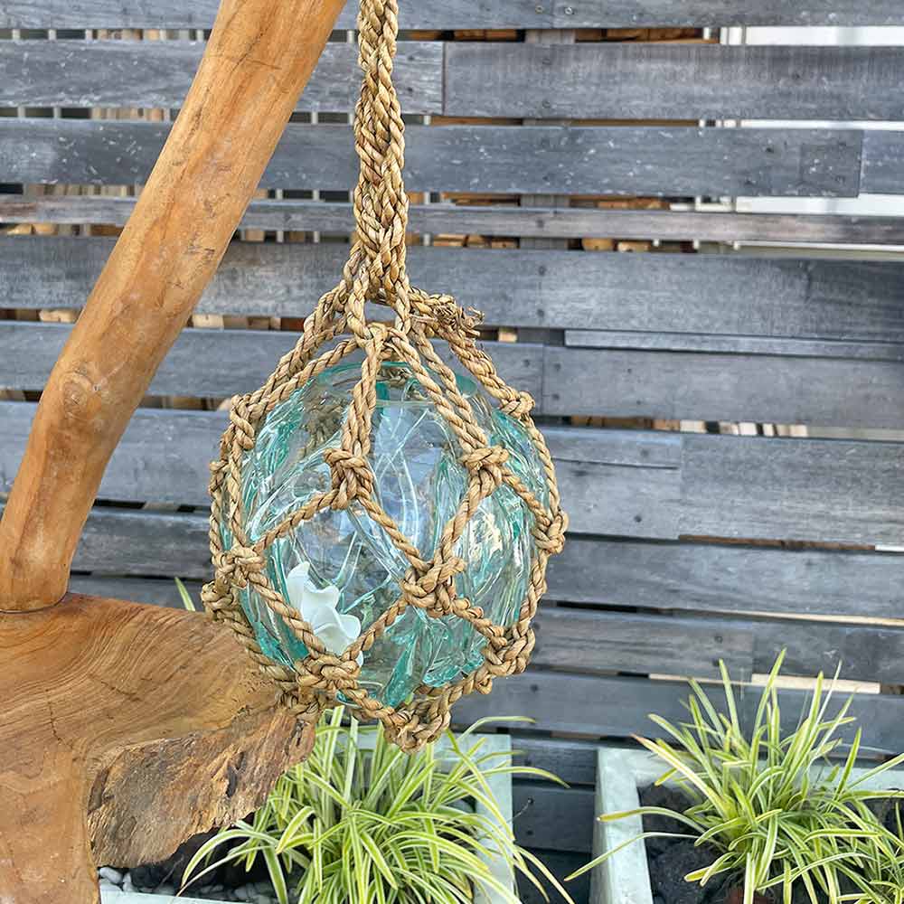ガラスの浮き玉 直径15cm ガラス オブジェ 南国 マリンインテリア 吊り