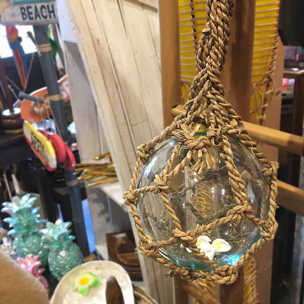 ガラスの浮き玉 直径15cm ガラス オブジェ 南国 マリンインテリア 吊り