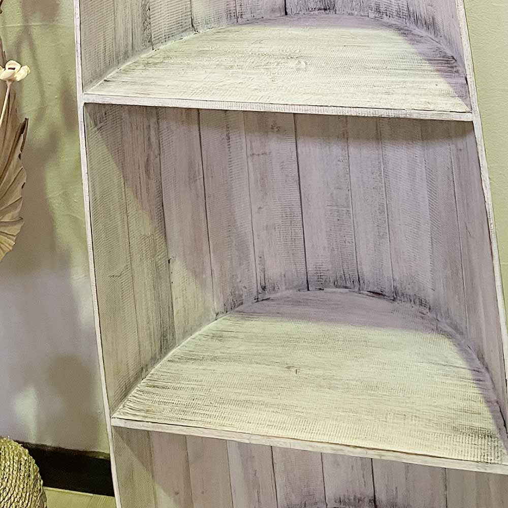 ボート型 船型 ラック 棚 4段 H195cm 木製 白 飾り棚 バリ家具