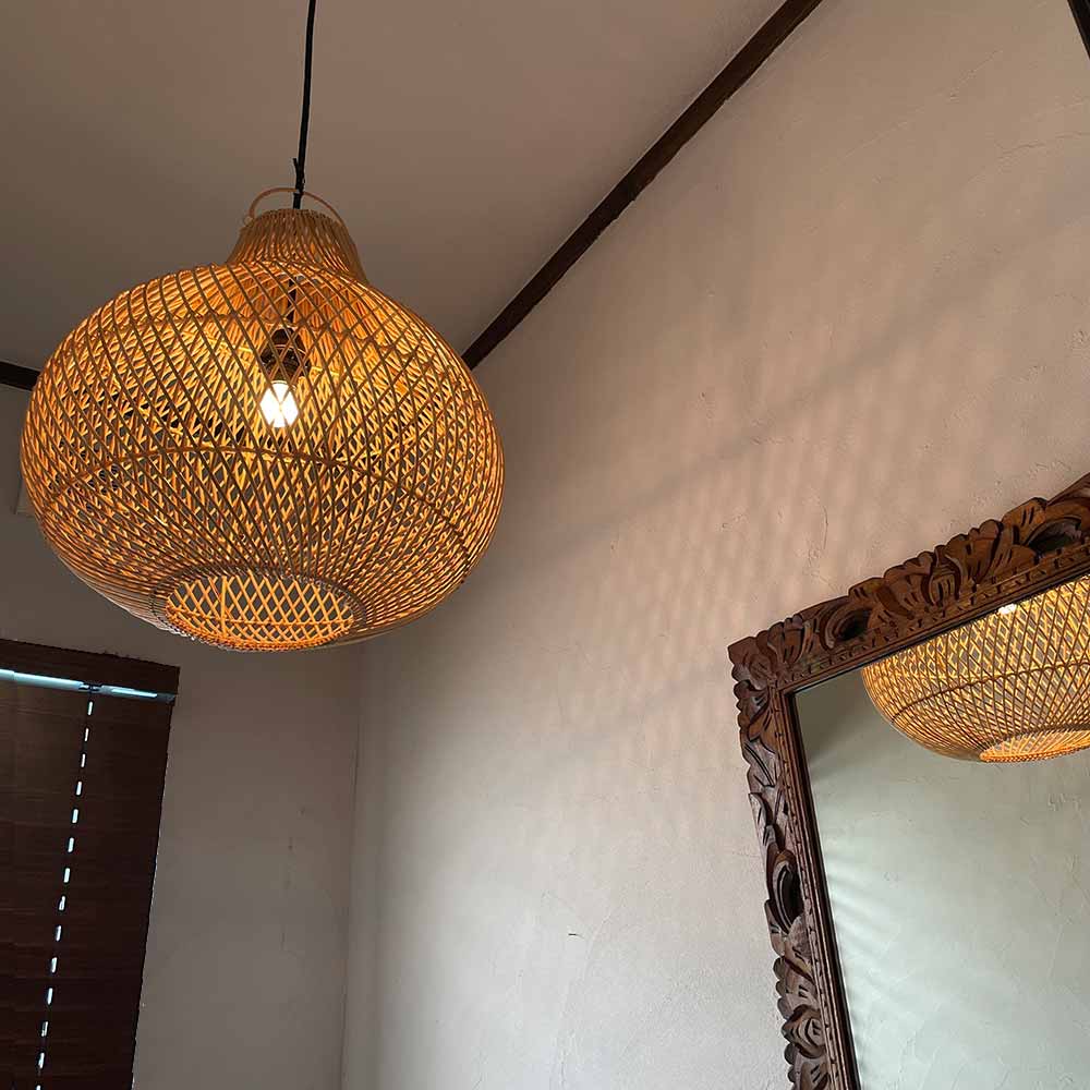 ランプシェード ペンダントライト 照明 ラタン 籐 編み込み 1灯