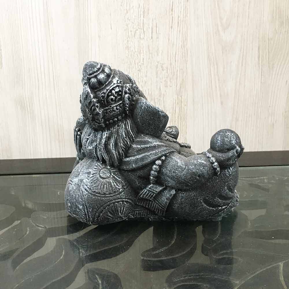 ガネーシャ 石像 ミニ 寝そべり 3色 H13cm 金 ゴールド グレー