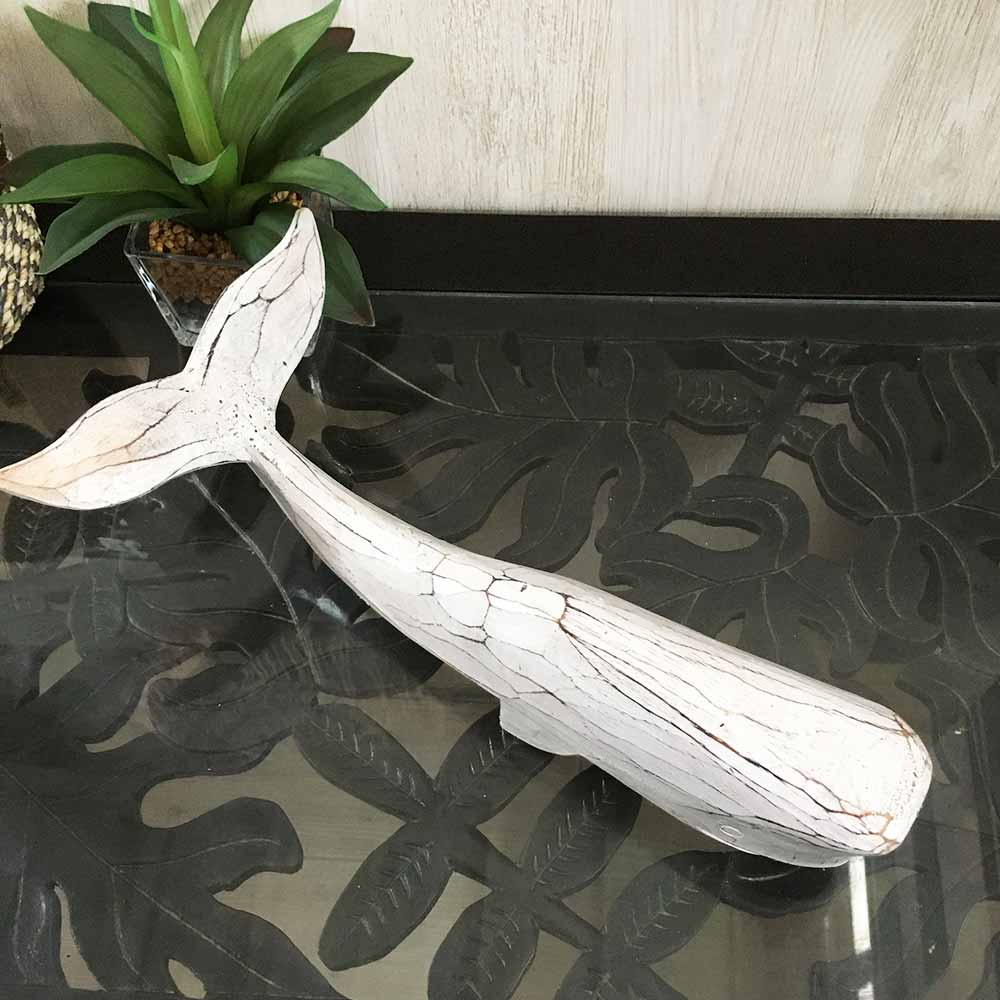 Art　クジラ　ブリキオブジェ　木製台付き　インド製 くじらのオブジェ 3体1セット 白鯨 木製 クジラの置物 鯨 白