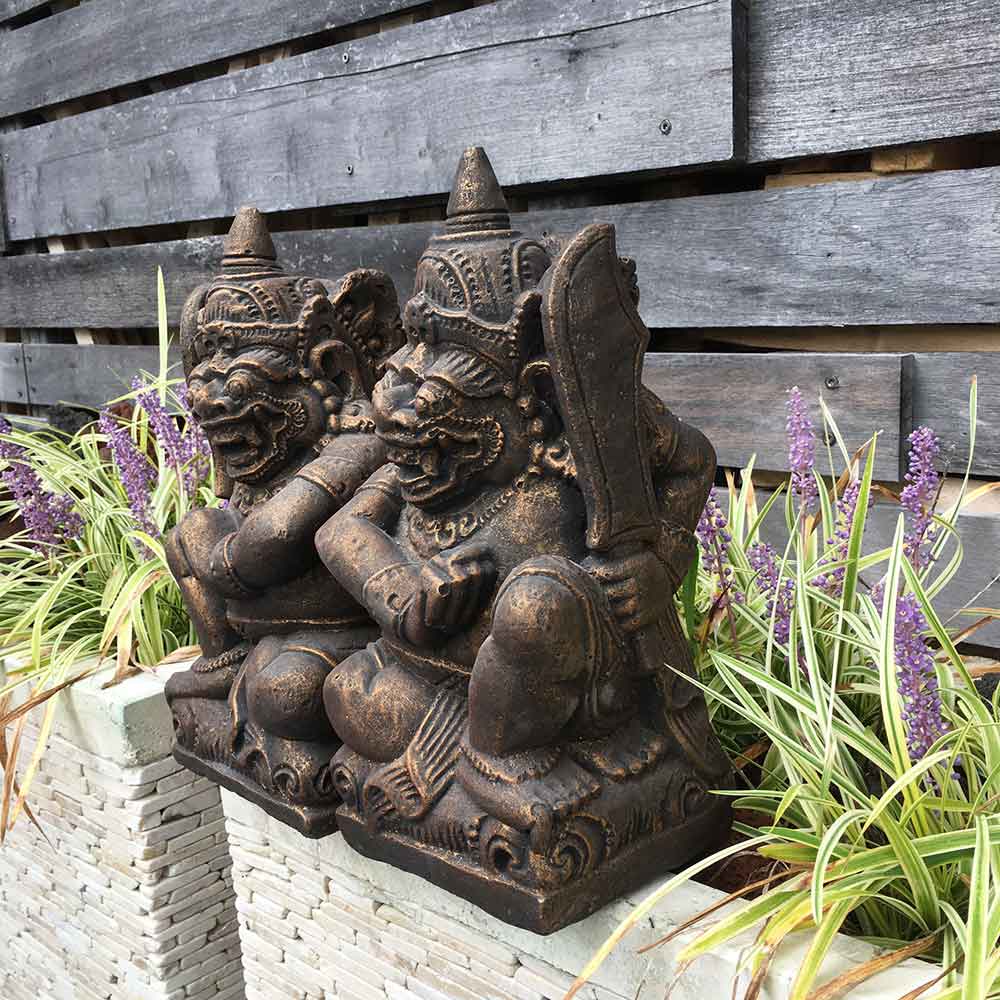 石像 ラクササ ペア H30cm 置き物 オブジェ インテリア バリ風