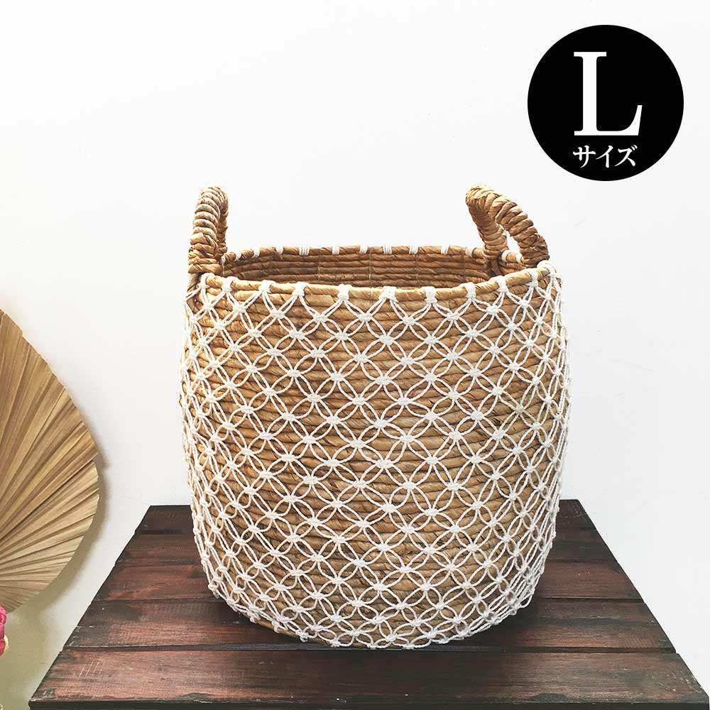 バナナリーフ バスケット かご Lサイズ 丸型 持ち手付き ランドリー