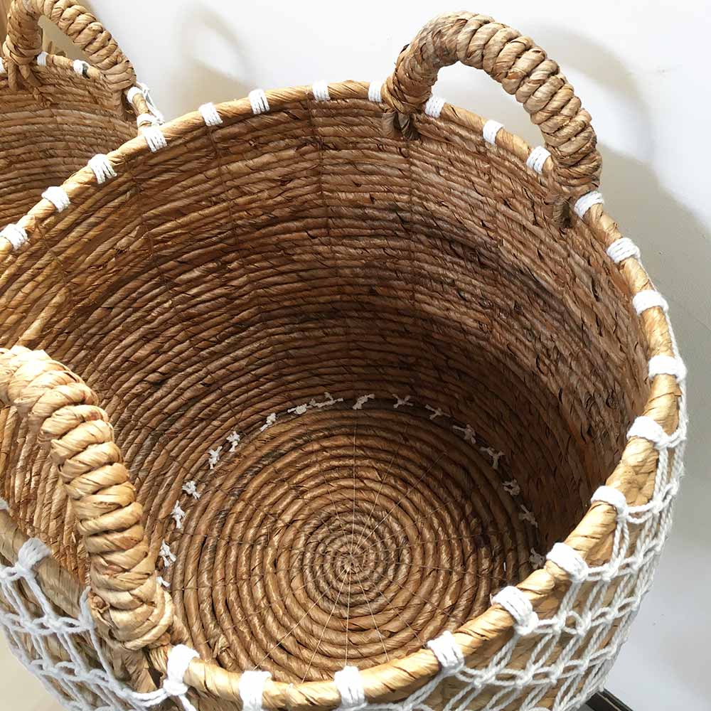 バナナリーフ バスケット かご Lサイズ 丸型 持ち手付き ランドリー
