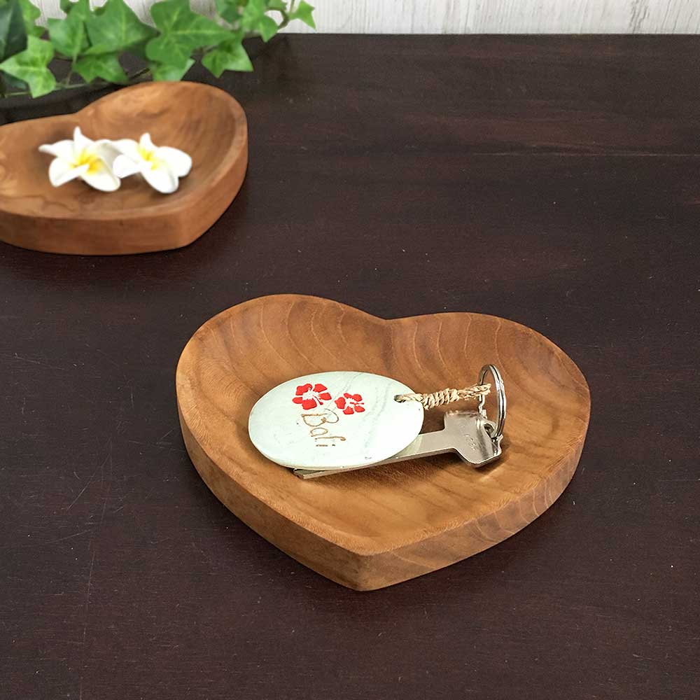 木製 ウッド トレイ ハート アカシア ブラウン 茶色 アクセサリー